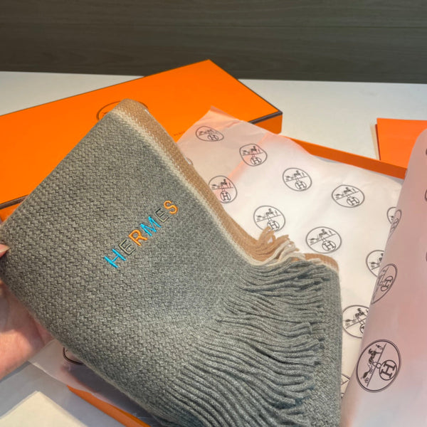 Scarf 180 CM Grey Green Mix White Brown Cashmere Knit 398250