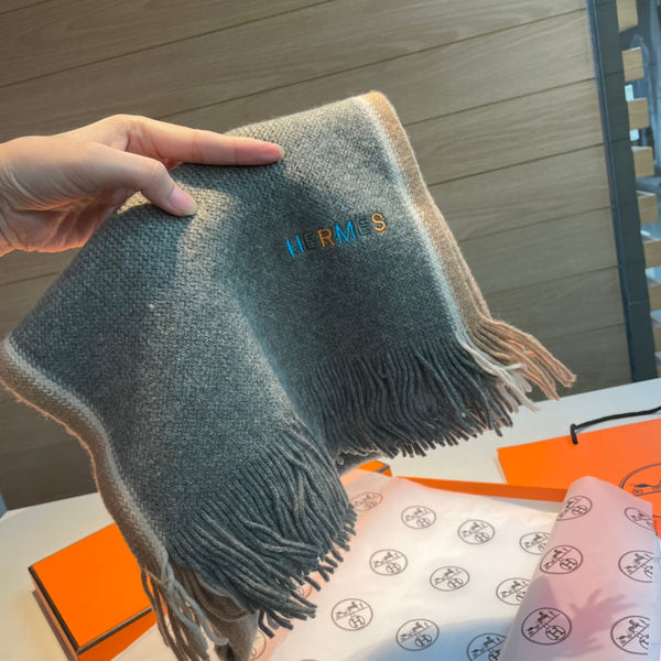 Scarf 180 CM Grey Green Mix White Brown Cashmere Knit 398250