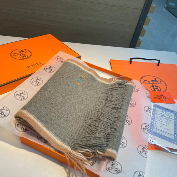 Scarf 180 CM Grey Green Mix White Brown Cashmere Knit 398250