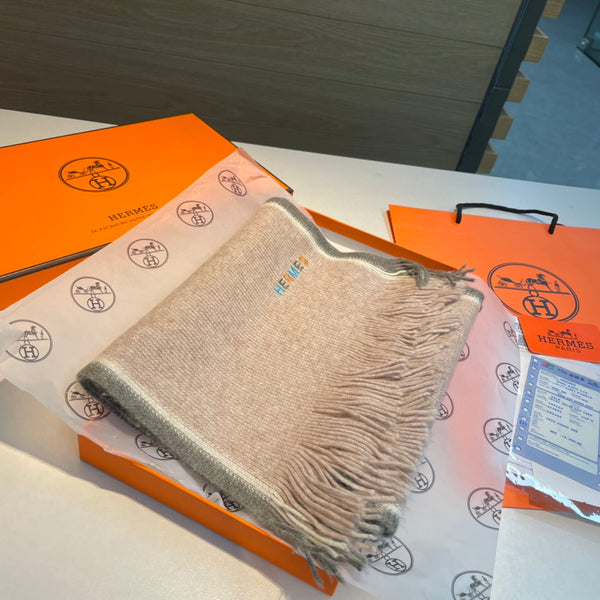 Scarf 180 CM Beige Mix Grey White Cashmere Knit  398251