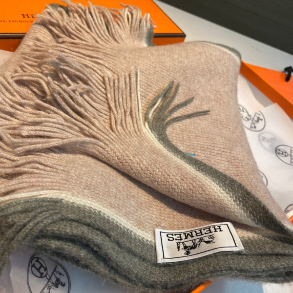 Scarf 180 CM Beige Mix Grey White Cashmere Knit  398251