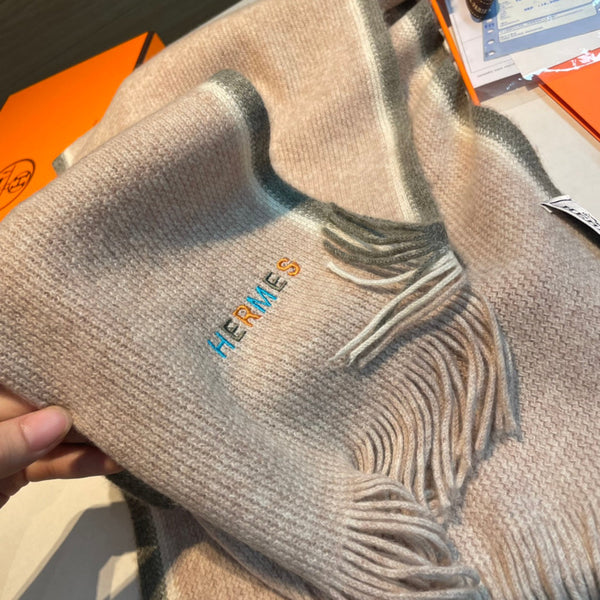 Scarf 180 CM Beige Mix Grey White Cashmere Knit  398251