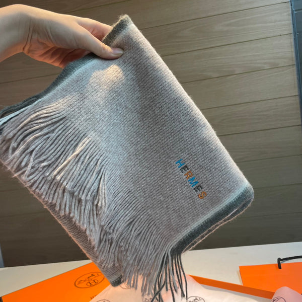 Scarf 180 CM Beige Mix Grey White Cashmere Knit  398251