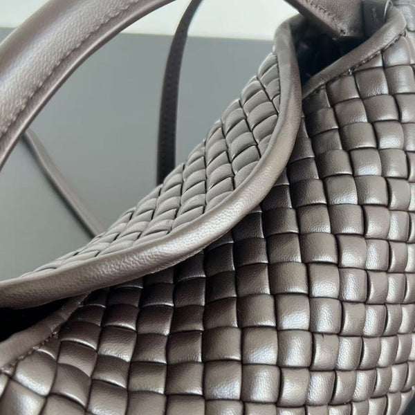 BV Small Cobble Top Handle 23cm Chocolate Lambskin