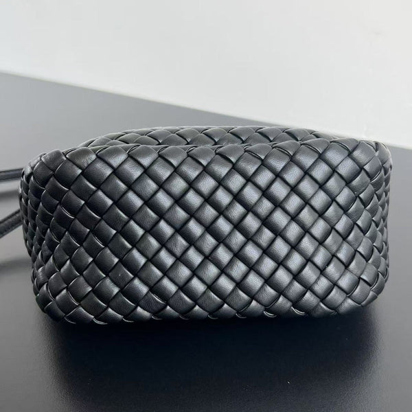 BV Small Cobble Top Handle 23cm Black Lambskin