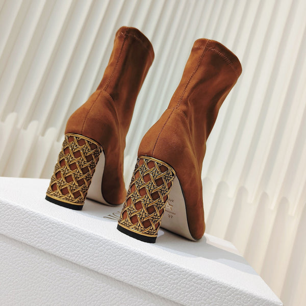 Miss Dior Ankle Boots 80mm Orange Brown Suede 111380