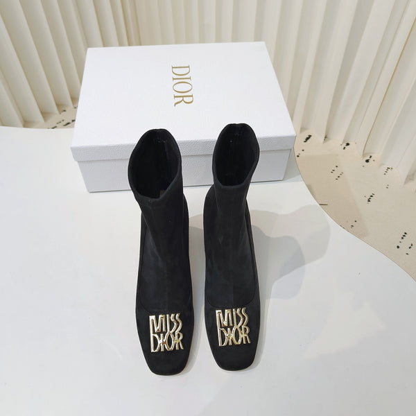Miss Dior Ankle Boots 80mm Black Suede 111382
