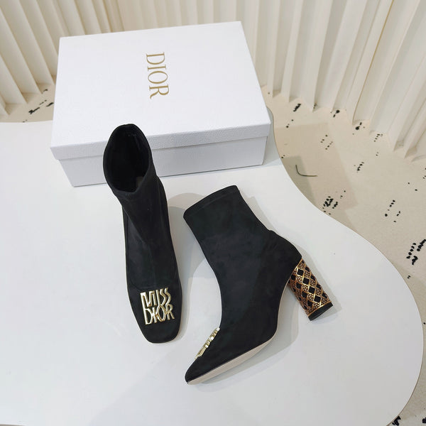 Miss Dior Ankle Boots 80mm Black Suede 111382