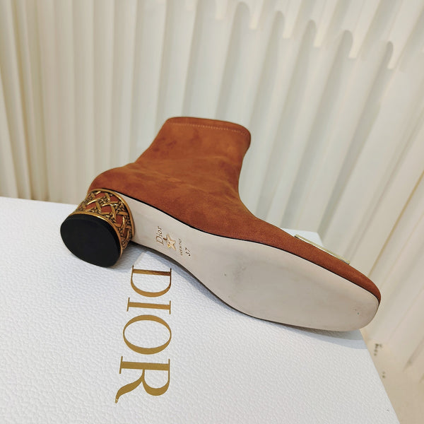 Miss Dior Ankle Boots 40mm Orange Brown Suede 111387