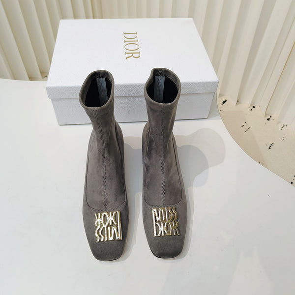 Miss Dior Ankle Boots 40mm Grey Suede 111391