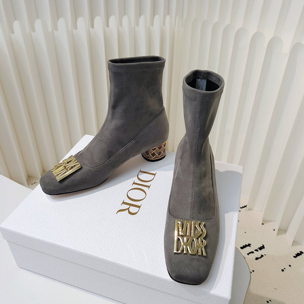 Miss Dior Ankle Boots 40mm Grey Suede 111391
