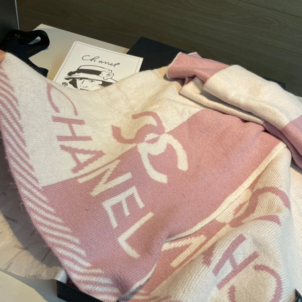 Sciarpa CC 180 CM in cashmere bianco misto rosa 416940