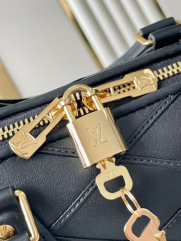 SPEEDY BANDOULIÈRE 25 CON MOTIVO INCROCIATO IN PELLE DI AGNELLO NERA