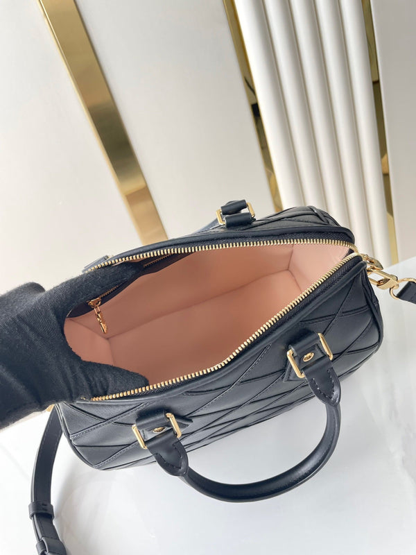 SPEEDY BANDOULIÈRE 25 CON MOTIVO INCROCIATO IN PELLE DI AGNELLO NERA