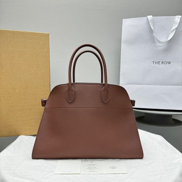 Borsa tote The Row Margaux 15 da 38 cm in pelle di vitello martellata marrone
