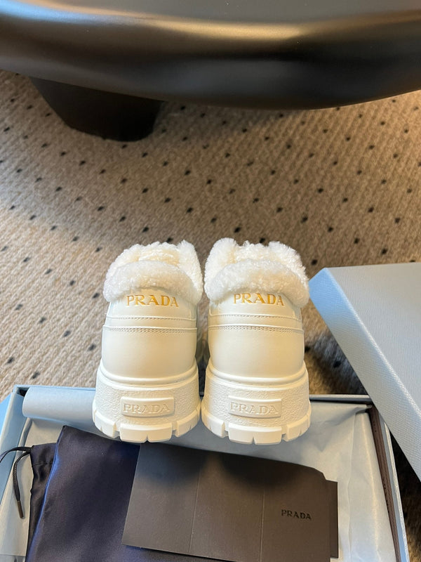 Pra Sneaker White Cowhide Lace Wool 478562