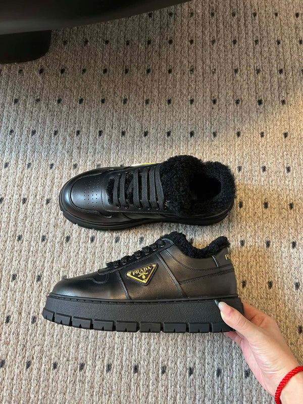 Pra Sneaker Black Cowhide Lace Wool 478563