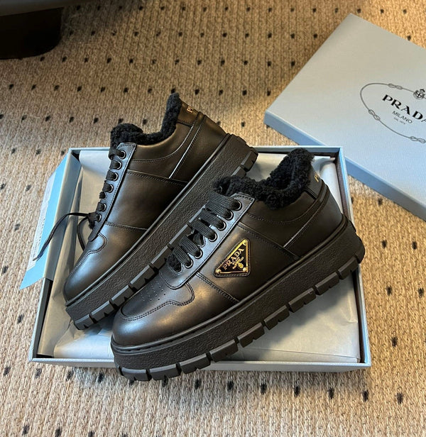 Pra Sneaker Black Cowhide Lace Wool 478563