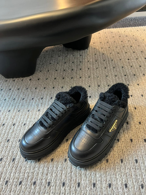 Pra Sneaker Black Cowhide Lace Wool 478563