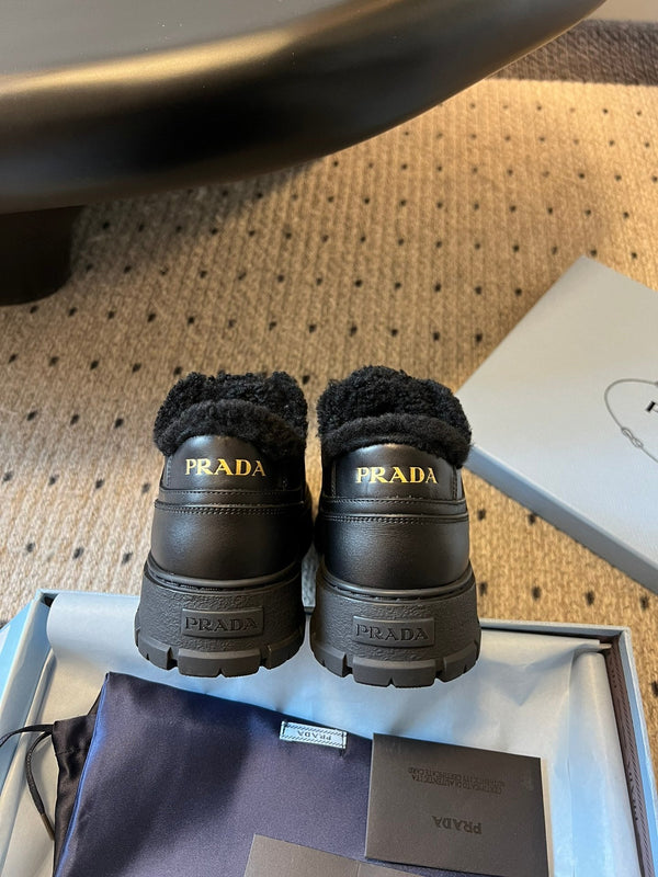 Pra Sneaker Black Cowhide Lace Wool 478563