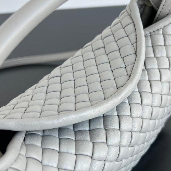 BV Small Cobble Top Handle 23cm Grey Lambskin