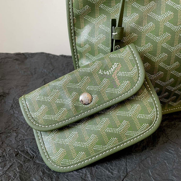 ANJOU MINI BAG 20 IN WOODLAND GREEN GOYARDINE CANVAS AND CALFSKIN