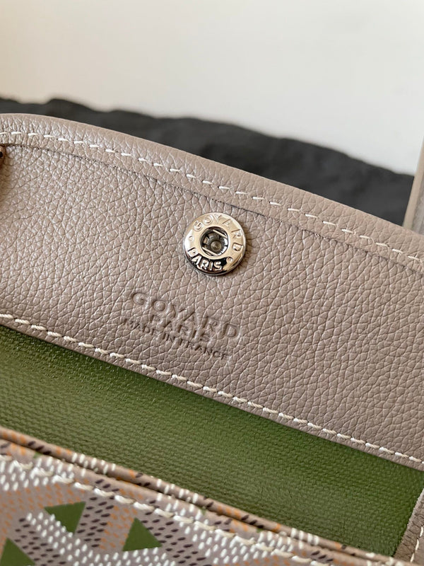 ANJOU MINI BAG 20 IN GREY MIX GREEN GOYARDINE CANVAS AND CALFSKIN