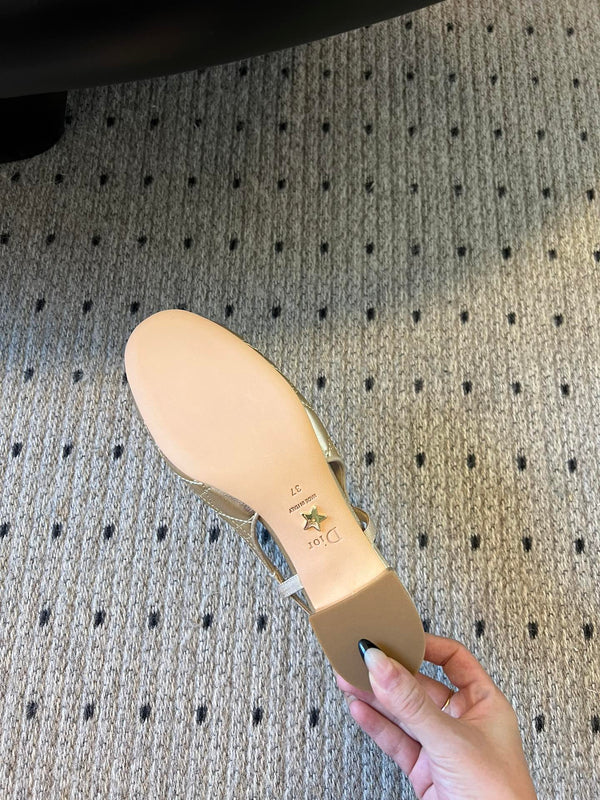 CD Ballet Slingback Pump 35mm In Gold Quilted Calfskin 997273