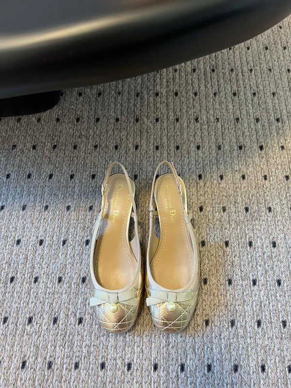 CD Ballet Slingback Pump 35mm In Gold Quilted Calfskin 997273