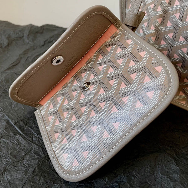 ANJOU MINI BAG 20 IN GREY MIX PINK GOYARDINE CANVAS AND CALFSKIN