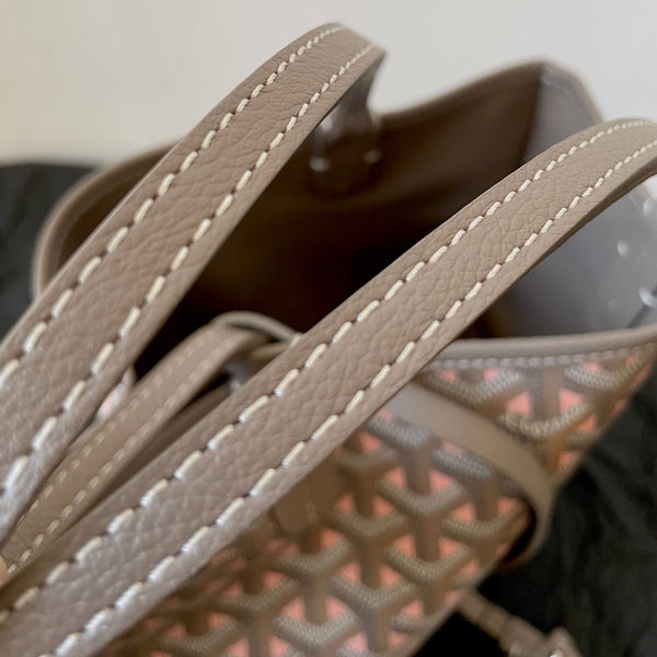 ANJOU MINI BAG 20 IN GREY MIX PINK GOYARDINE CANVAS AND CALFSKIN