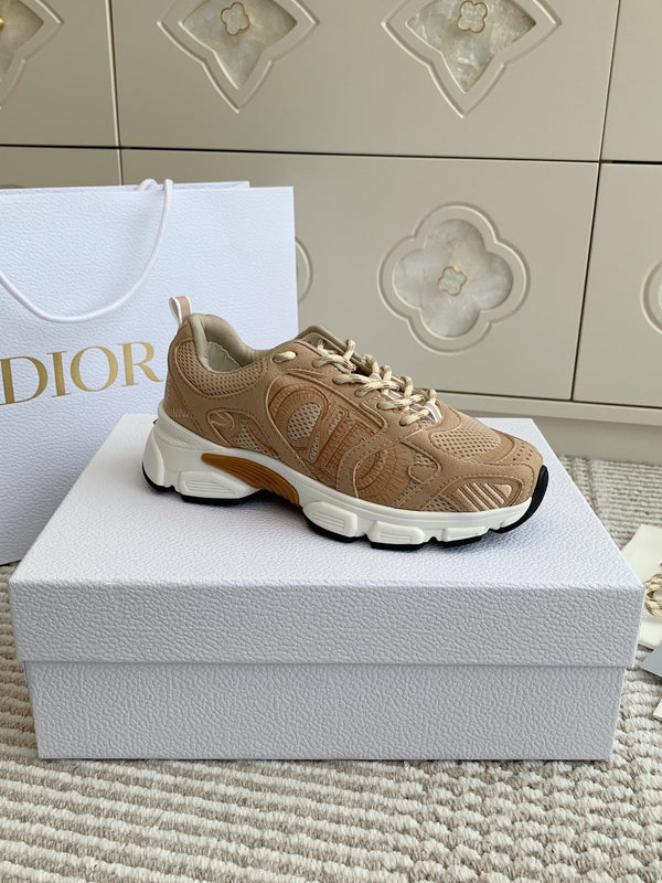 CD Chrono Sneaker In Brown Mesh Fabric And Suede  105381