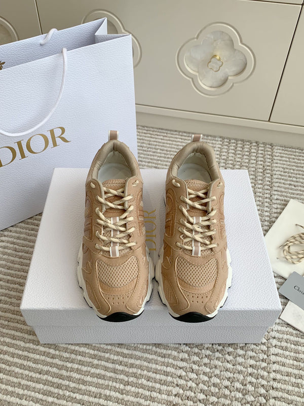 CD Chrono Sneaker In Brown Mesh Fabric And Suede  105381