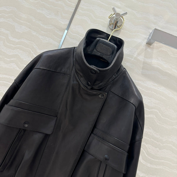 YSL Double Pocket Silhouette Jacket Black Lambskin