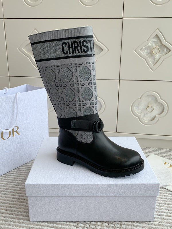 D-Major Boot In Grey Mix Black Denim Fabric With Fleece Lining 105070