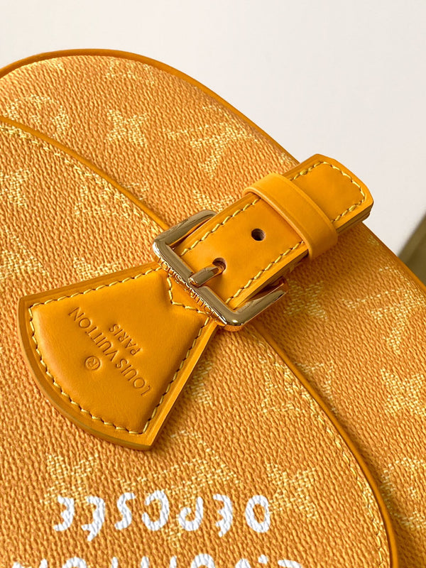 LV Montsouris Messenger 20cm Yellow Monogram Heritage Canvas & Cowhide GHW