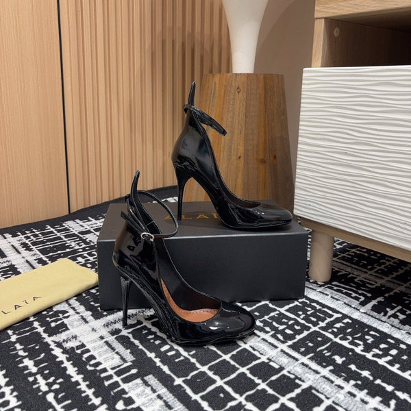 Décolleté Alaia Decollete 105mm in pelle di vacchetta nera lucida 121909