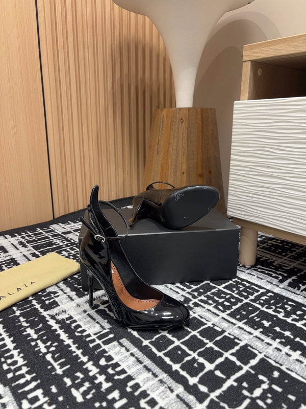 Décolleté Alaia Decollete 105mm in pelle di vacchetta nera lucida 121909