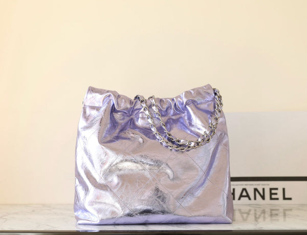 Borsa Hobo 25C 22 35cm in pelle di agnello metallizzata viola