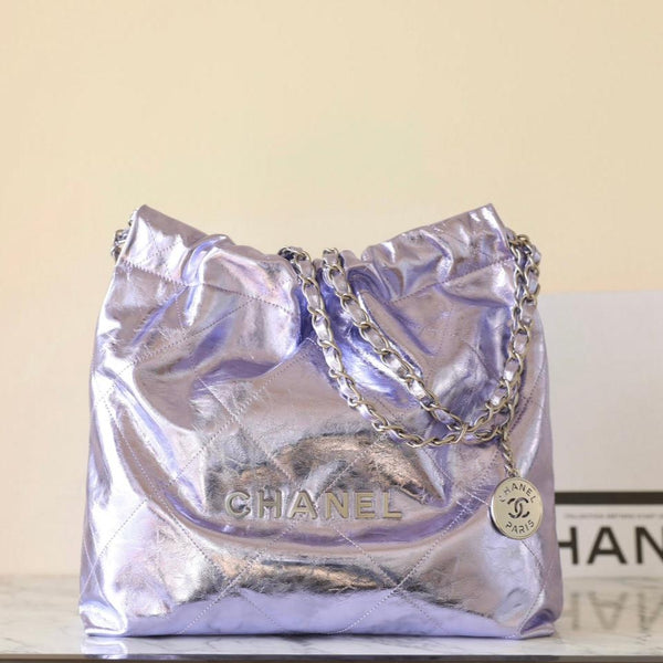 Borsa Hobo 25C 22 35cm in pelle di agnello metallizzata viola