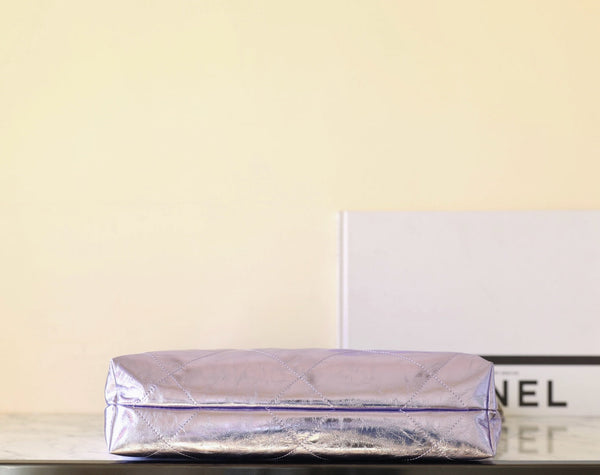 Borsa Hobo 25C 22 35cm in pelle di agnello metallizzata viola