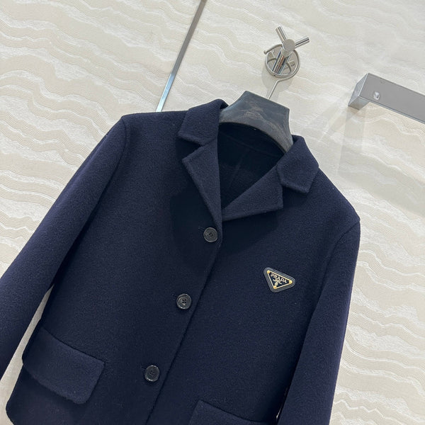 Prada Jacket Navy Blue Wool Cashmere