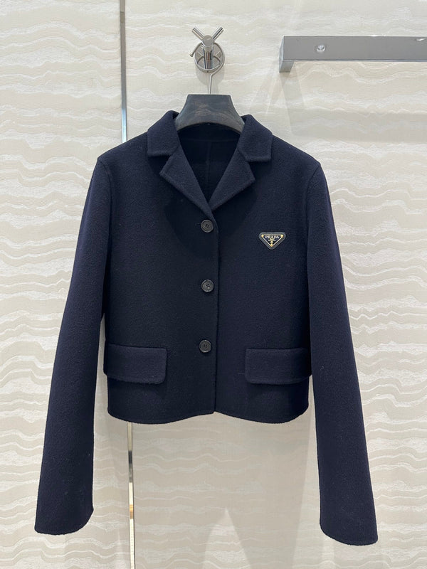 Prada Jacket Navy Blue Wool Cashmere