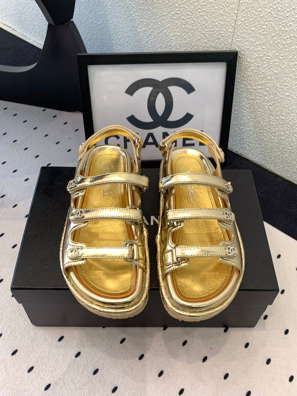 CC Sandals In Gold Lambskin 147002