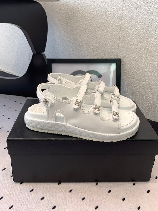 CC Sandals In White Lambskin 147003