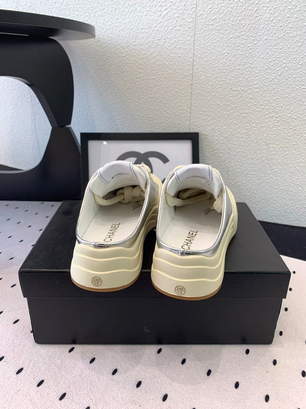 CC Mule Sneaker 50mm In Silver Cowhide 147071