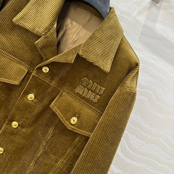 Miu Miu Corduroy Jacket Olive Green Cotton