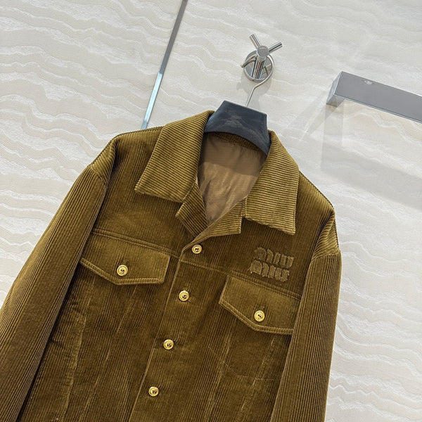 Miu Miu Corduroy Jacket Olive Green Cotton
