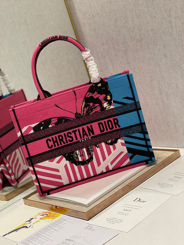 Borsa in tela con motivo a farfalla colorata, 36 cm, CD 336531