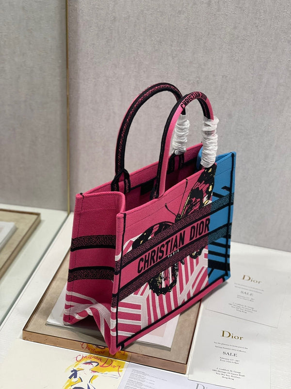 Borsa in tela con motivo a farfalla colorata, 36 cm, CD 336531